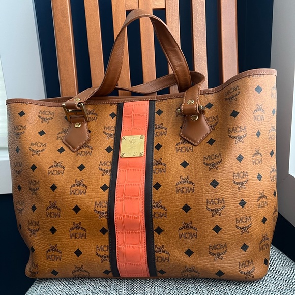 MCM Handbags - MCM Cognac and Orange Visetos Tote
